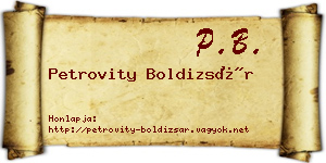 Petrovity Boldizsár névjegykártya